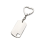 Porte-cles métal rectangulaire trou coeur Au choixargenté