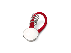 Porte-cles métal rond pvc rouge