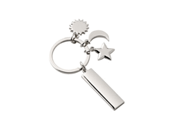 Porte-cles métal soleil - lune - etoile