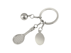 Porte-cles métal tennis raquette et balle