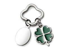 Porte-cles métal trefle a quatre feuilles