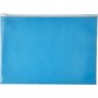 Porte-documents A4 zippé en PVC translucide. Bleubleu