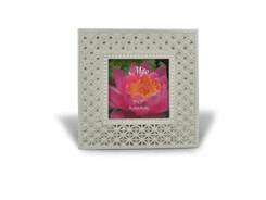 Porte-photos ajouré argent cristal - 80x80 mm