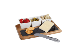 Set apéritif et fromage sur socle bois d?acacia