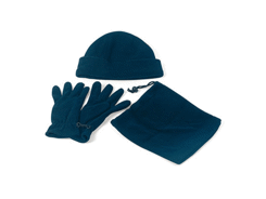 Set bonnet écharpe gant bleu marine en polaire