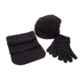 Set bonnet écharpe gant noir en polaire Noirnoir