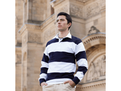 Sewn stripe lsl rugby shirt polo rugby rayures man