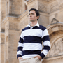 Sewn stripe lsl rugby shirt polo rugby rayures man Au choixblanc/bleu royal