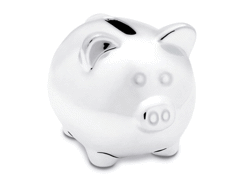 Silvy - tirelire en céramique argentée