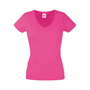T-shirt femme col v Au choixFuchsia