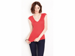 T-shirt long col v TORI