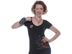 Tee-shirt rock chef flammé femme manches courtes