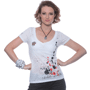 Tee-shirt rock chef flammé femme manches courtes Blancblanc