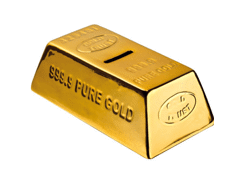 Tirelire en forme d'un lingot d'or avec fermeture 