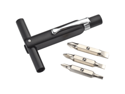 Tournevis avec 3 embouts et clip