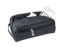 Trousse de toilette noire à rayures